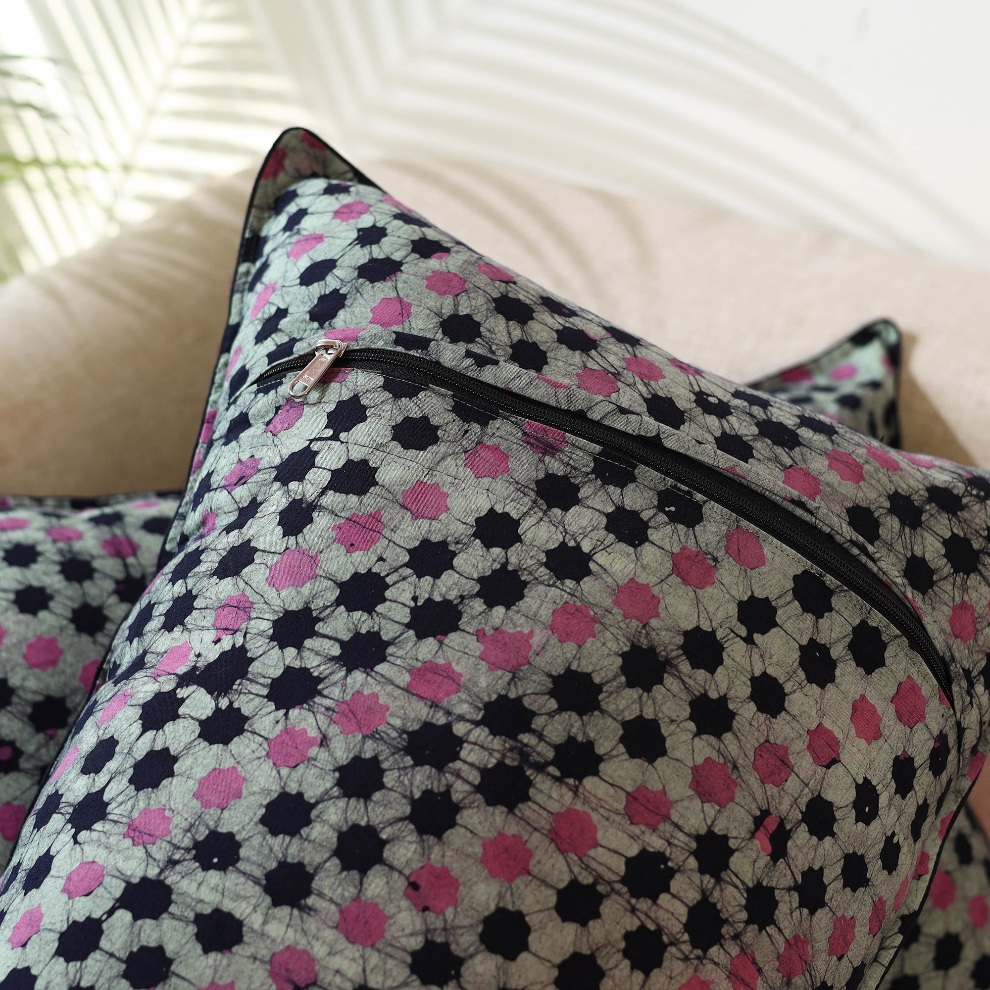 Multicolor - Set of 2 Hand Batik Print Cotton Pillow Covers 09