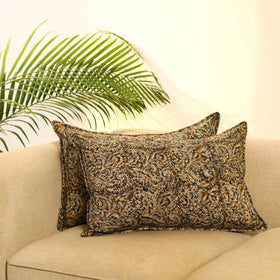 Buy Set of 2 Multicolor Kalamkari Block Print Cotton Pillow Covers
