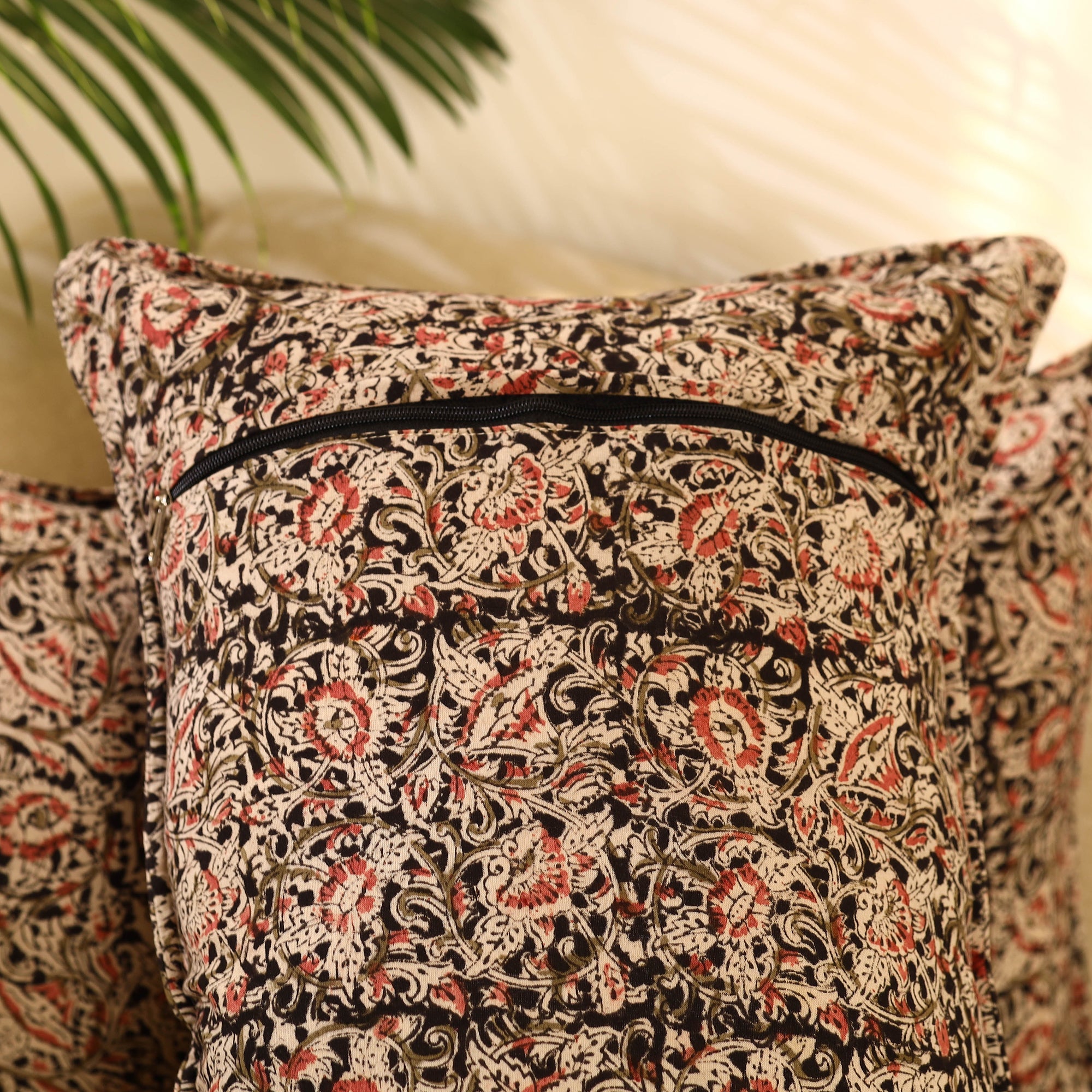 Buy Set of 2 Multicolor Kalamkari Block Print Cotton Pillow Covers