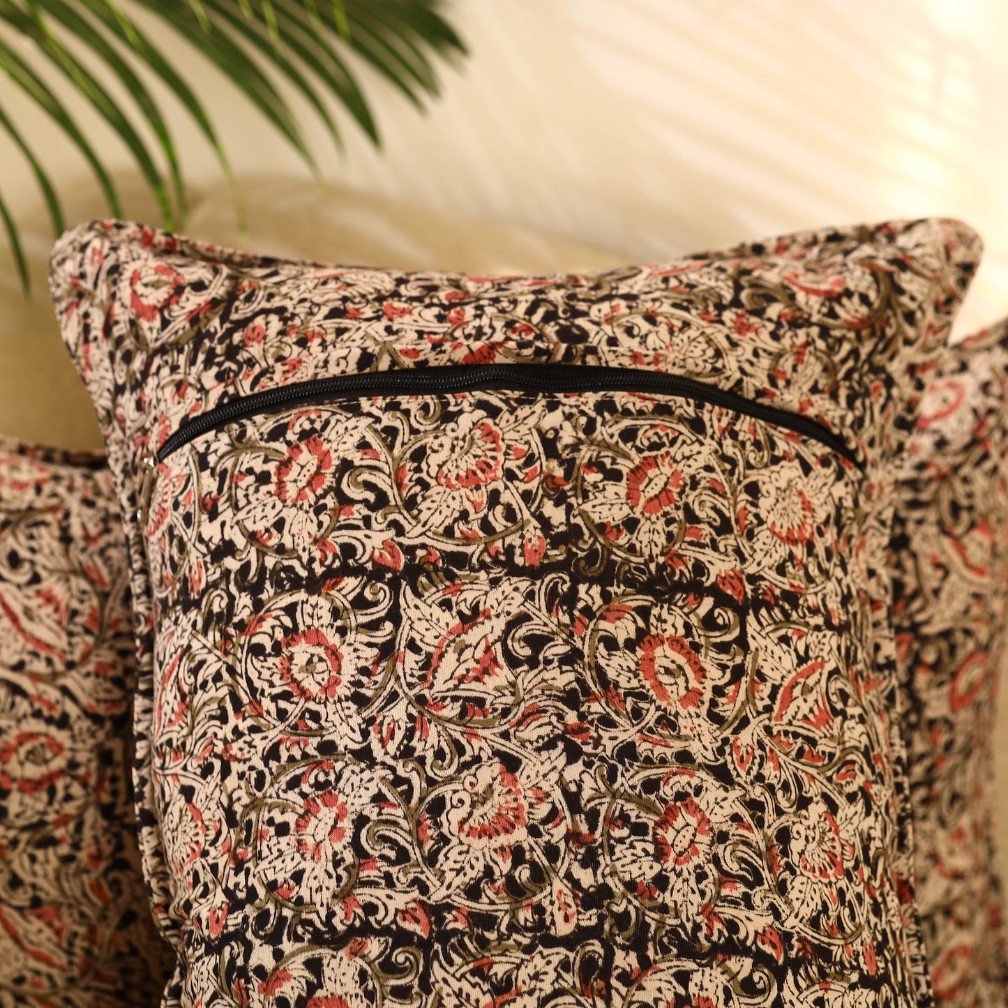 Buy Set of 2 Multicolor Kalamkari Block Print Cotton Pillow Covers