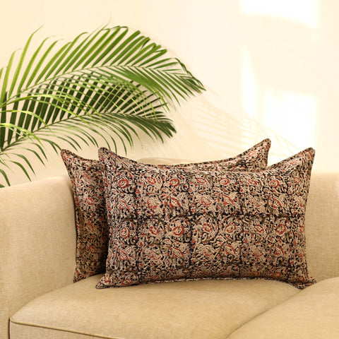 Buy Set of 2 Multicolor Kalamkari Block Print Cotton Pillow Covers