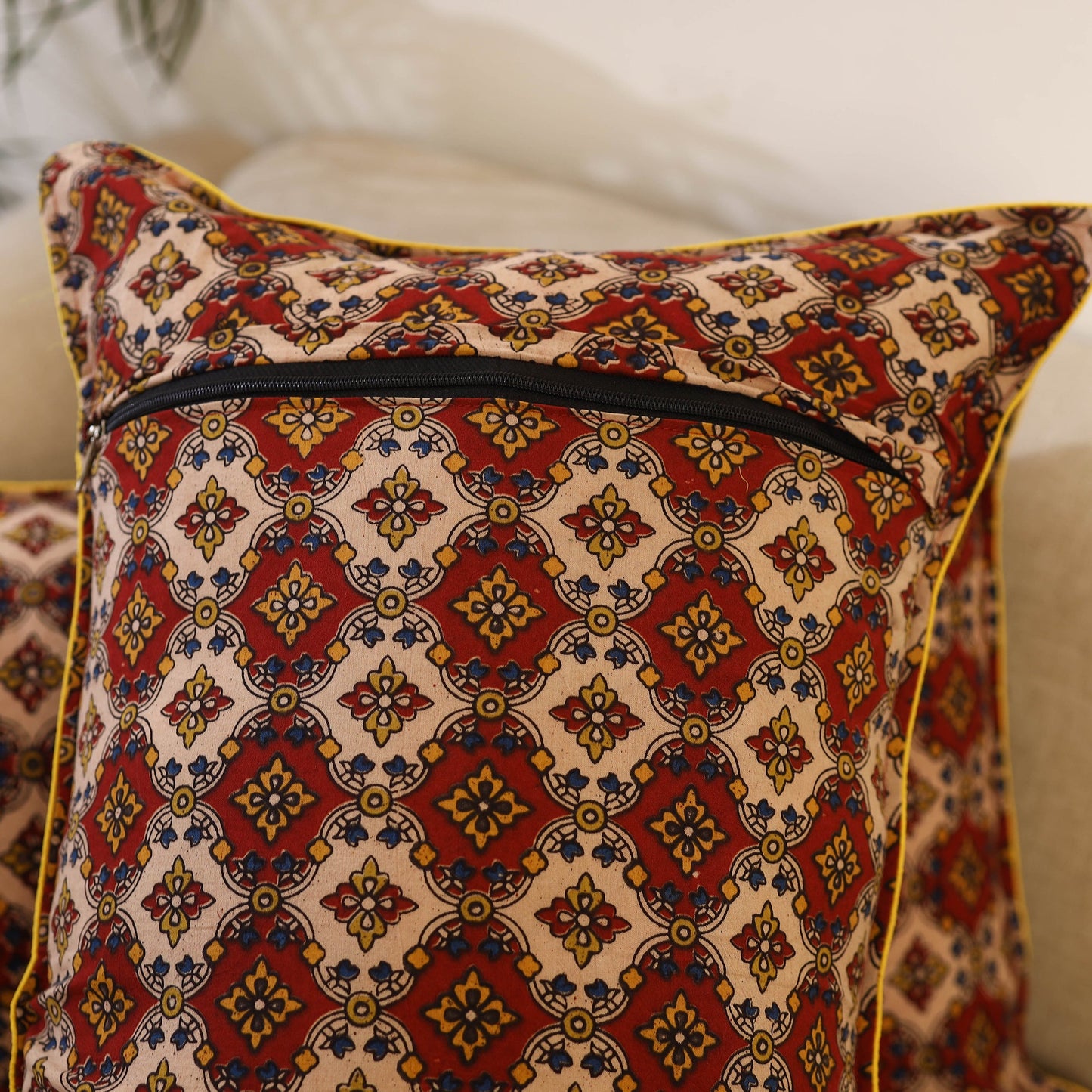 Buy Set of 2 Multicolor Kalamkari Print Cotton Pillow Covers