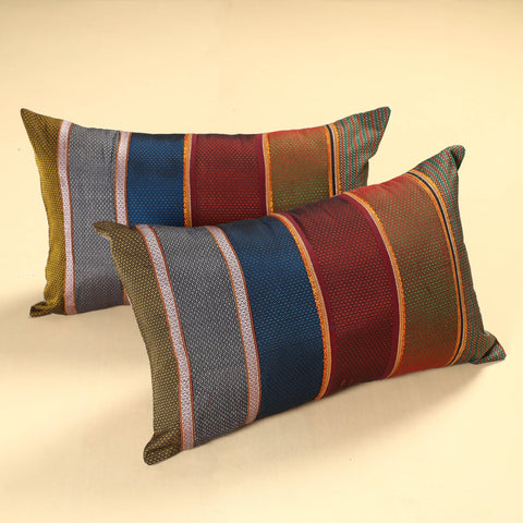  Set of 2 - Khun Patchwork Cotton Pillow Covers (25 x 15 in) 04 