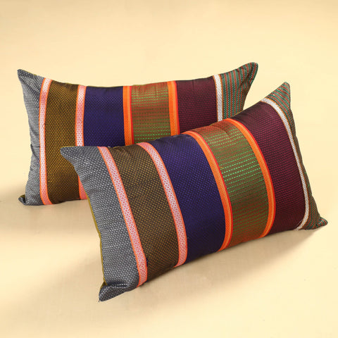  Set of 2 - Khun Patchwork Cotton Pillow Covers (25 x 15 in) 09 