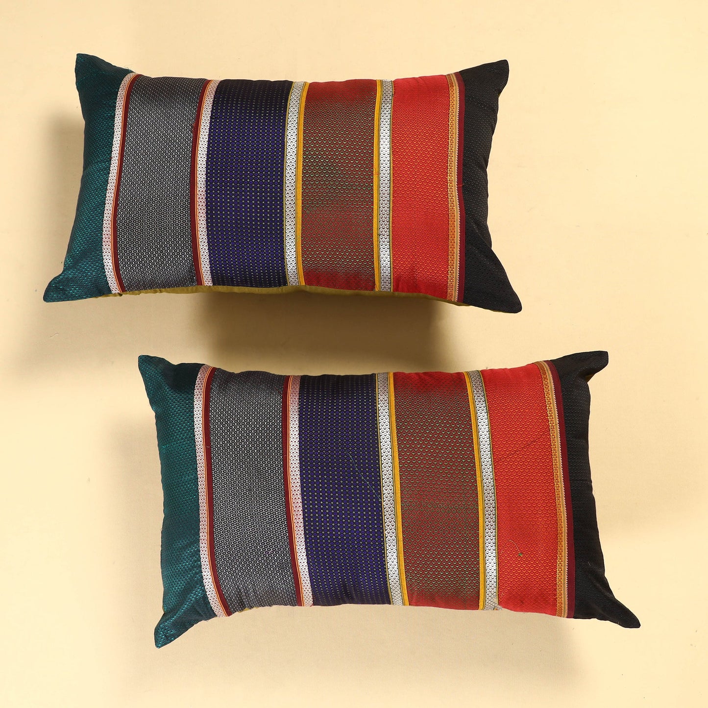  Set of 2 - Khun Patchwork Cotton Pillow Covers (25 x 15 in) 14 
