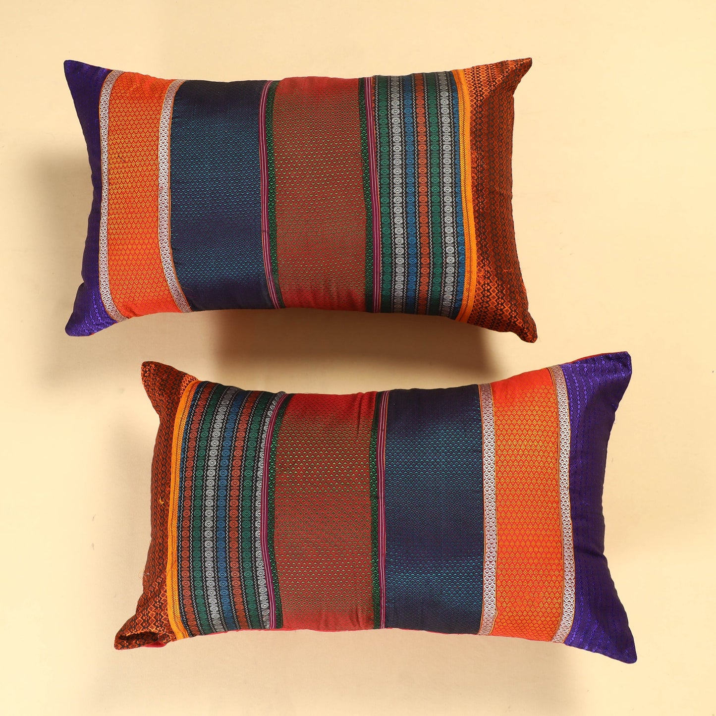  Set of 2 - Khun Patchwork Cotton Pillow Covers (25 x 15 in) 16 