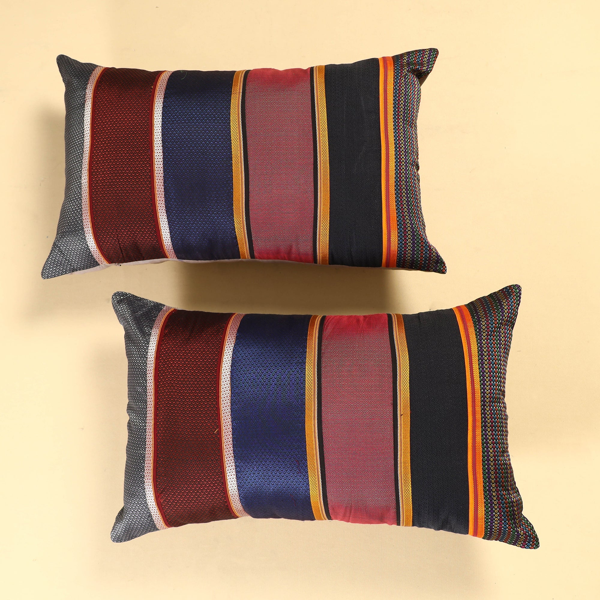  Set of 2 - Khun Patchwork Cotton Pillow Covers (25 x 15 in) 21 