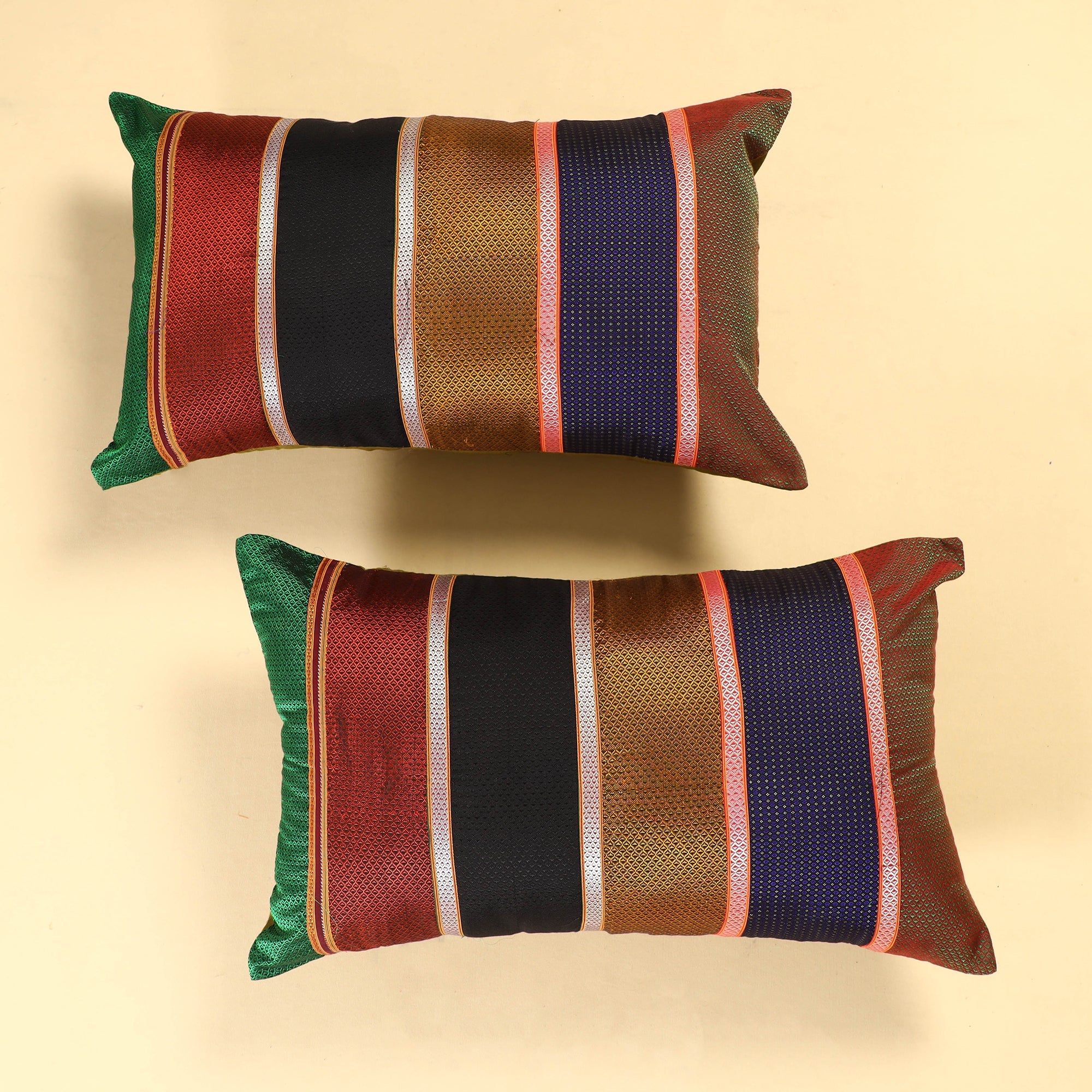  Set of 2 - Khun Patchwork Cotton Pillow Covers (25 x 15 in) 22 