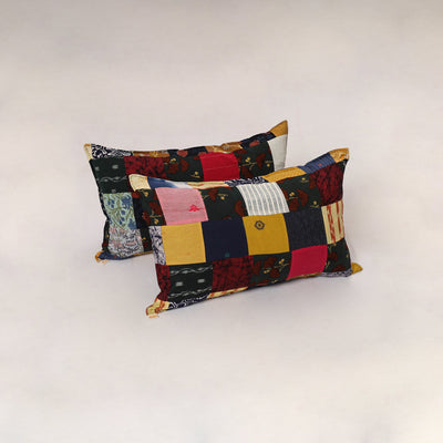 Multicolor - set of 2 patchwork cotton pillow cover 06