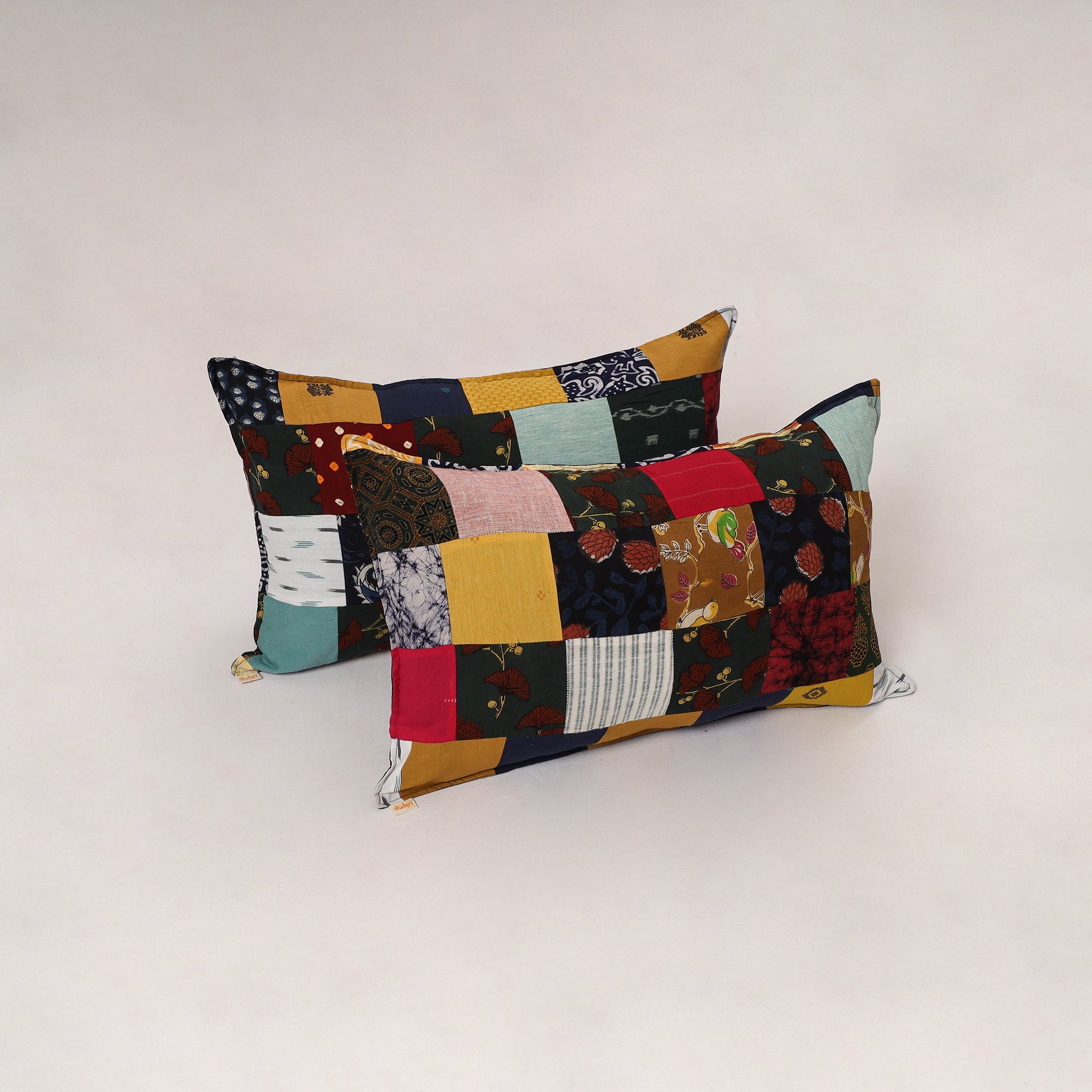 Multicolor - set of 2 patchwork cotton pillow cover 07