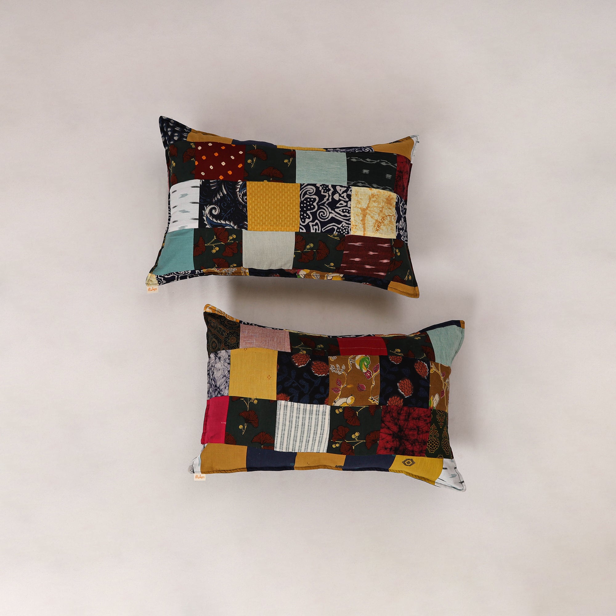 Multicolor - set of 2 patchwork cotton pillow cover 07