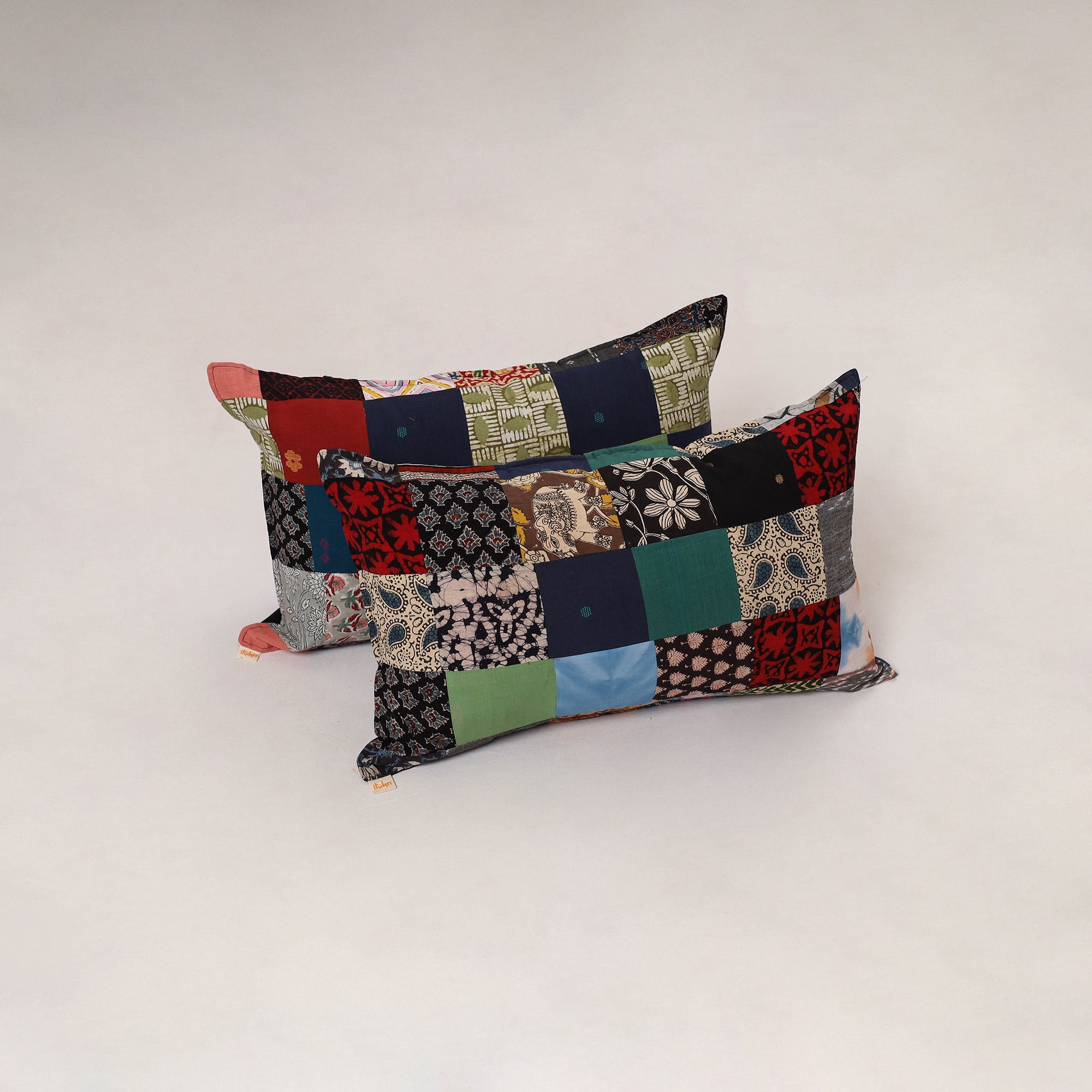 Multicolor - set of 2 patchwork cotton pillow cover 08