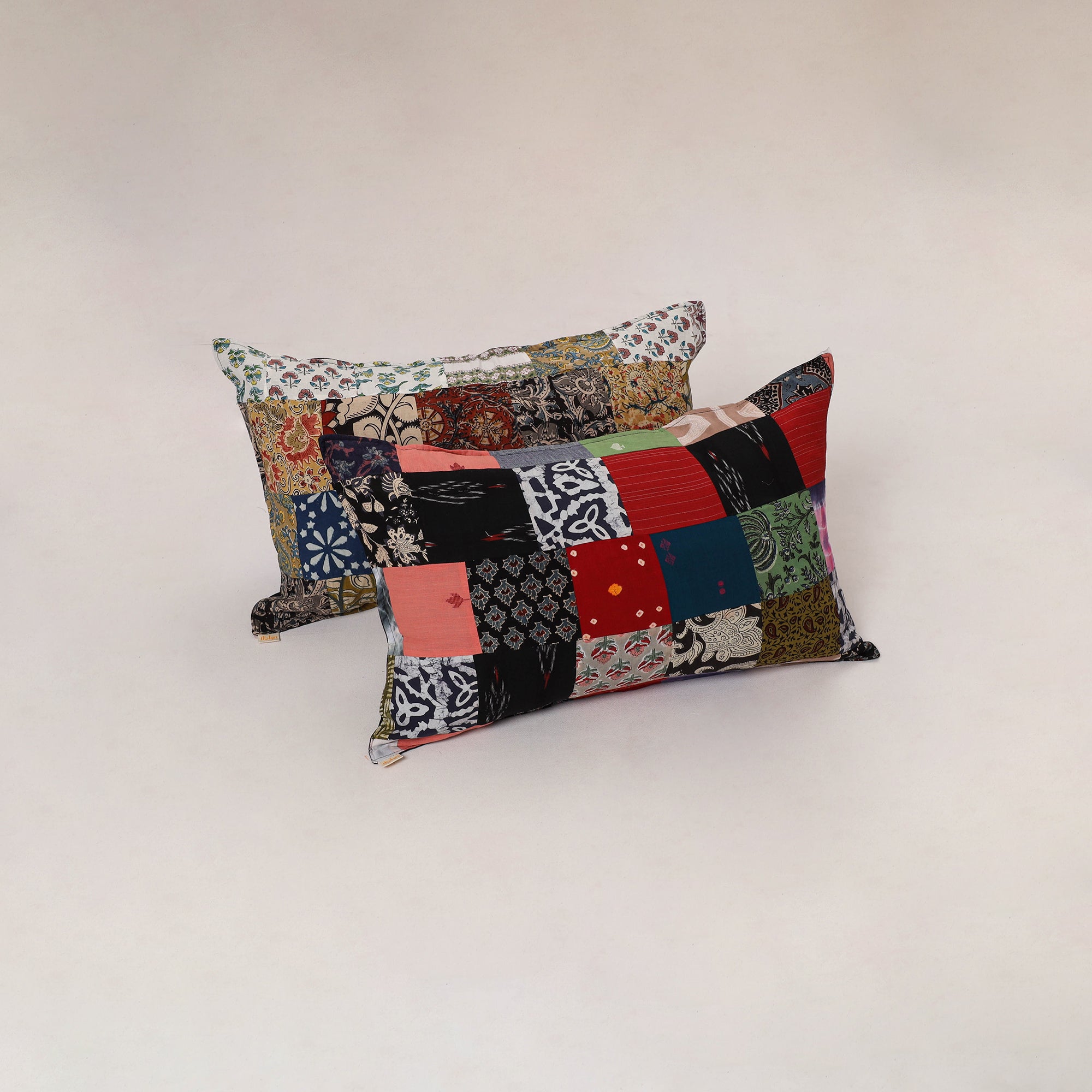 Multicolor - set of 2 patchwork cotton pillow cover 09