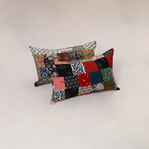 Multicolor - set of 2 patchwork cotton pillow cover 09