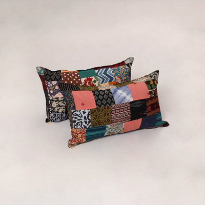Multicolor - set of 2 patchwork cotton pillow cover 10