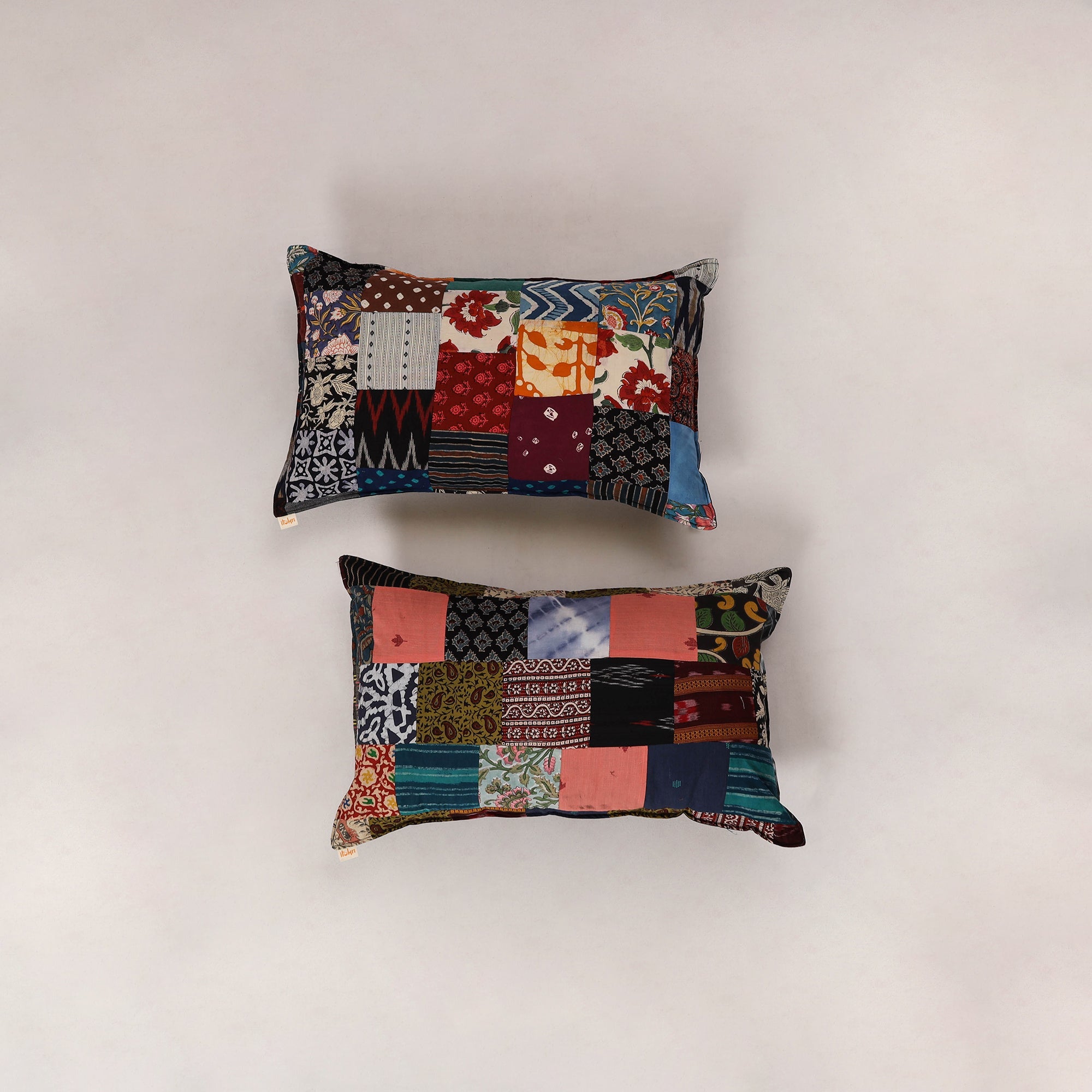 Multicolor - set of 2 patchwork cotton pillow cover 10