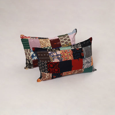 Multicolor - set of 2 patchwork cotton pillow cover 11