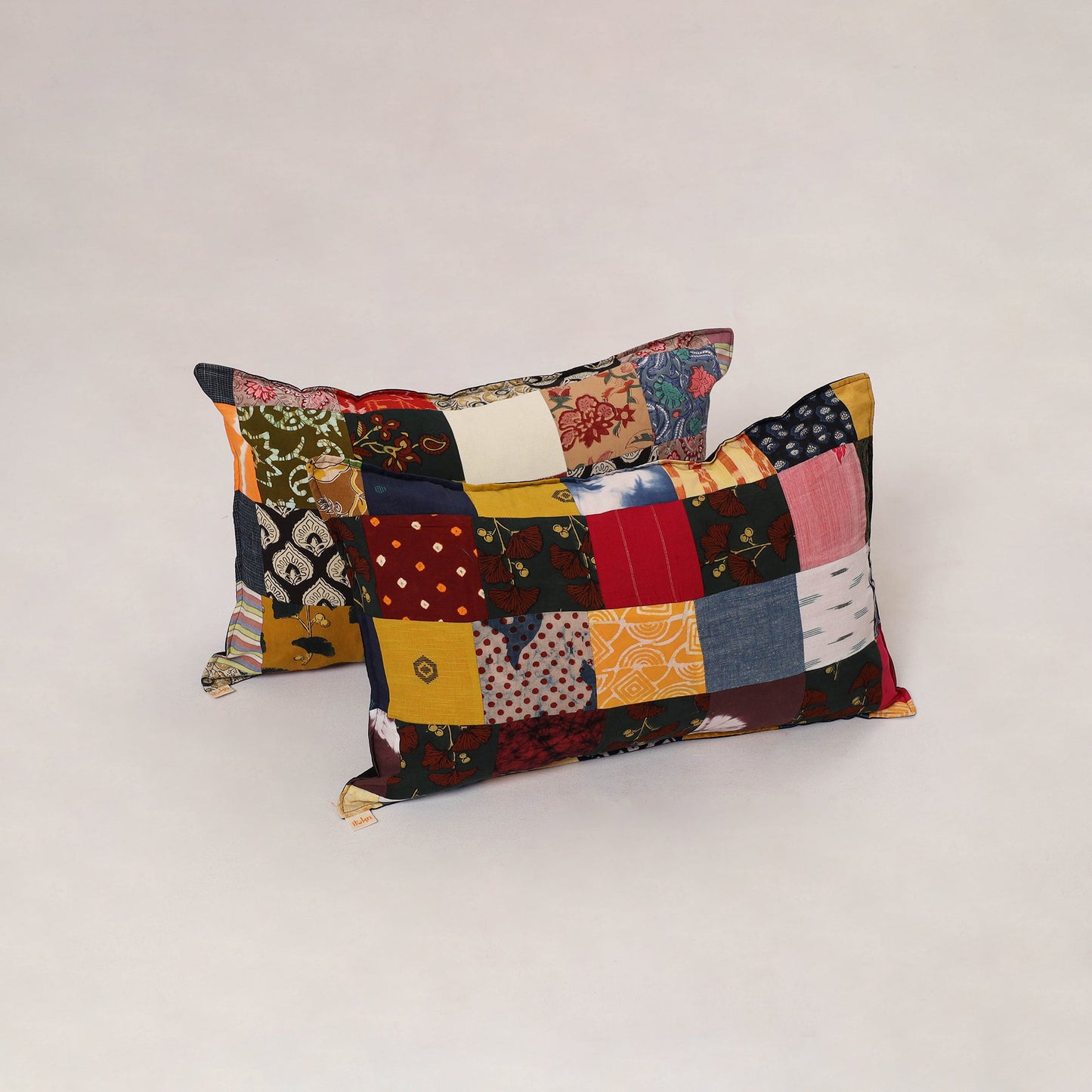 Multicolor - set of 2 patchwork cotton pillow cover 12
