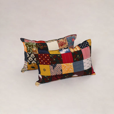 Multicolor - set of 2 patchwork cotton pillow cover 12