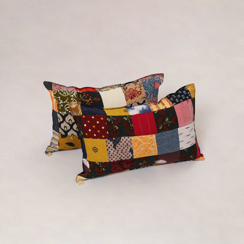 Multicolor - set of 2 patchwork cotton pillow cover 12