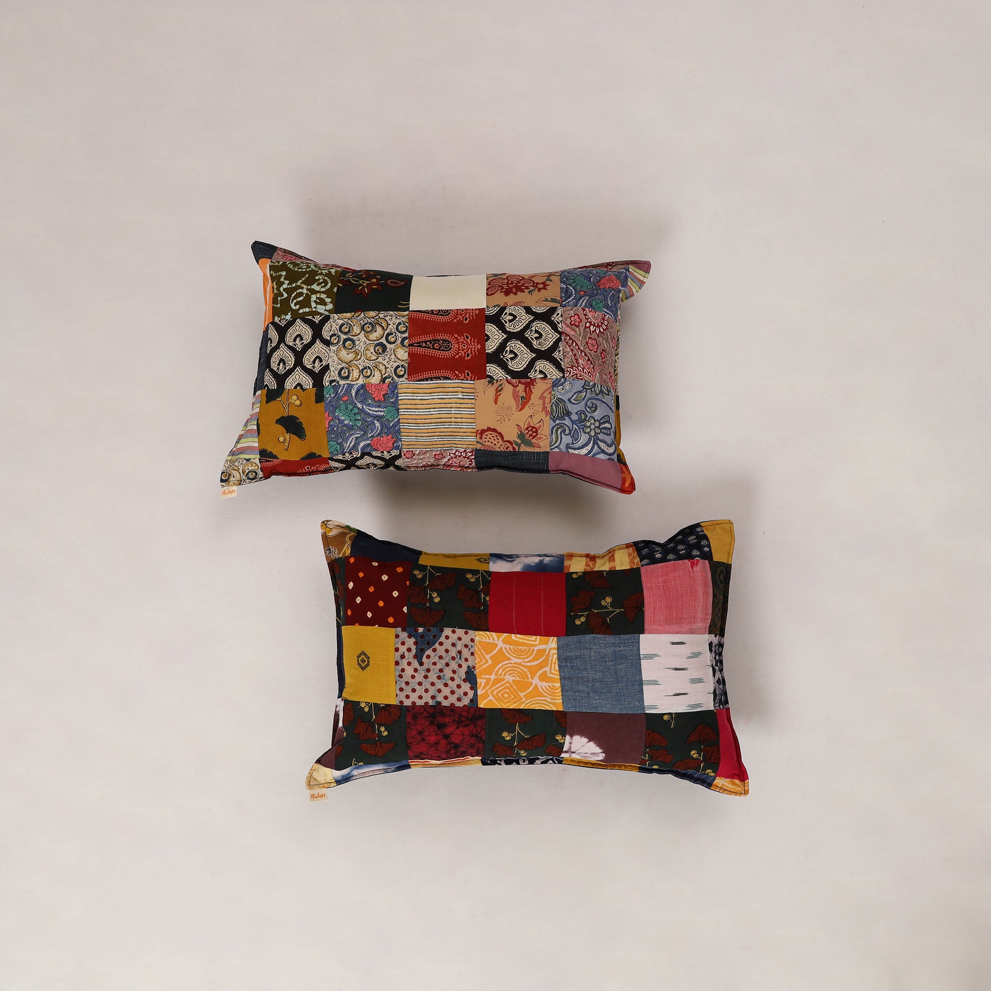 Multicolor - set of 2 patchwork cotton pillow cover 12