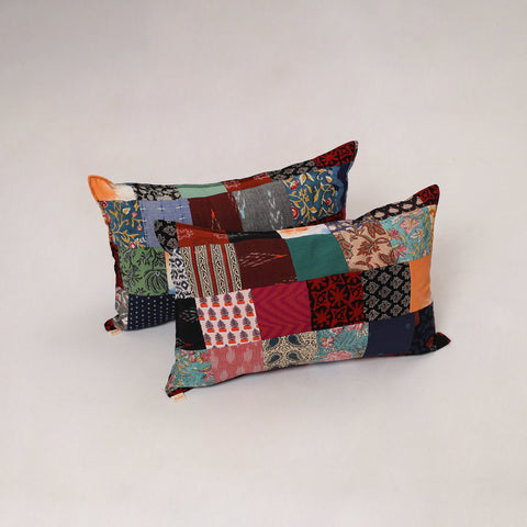 Multicolor - set of 2 patchwork cotton pillow cover 14