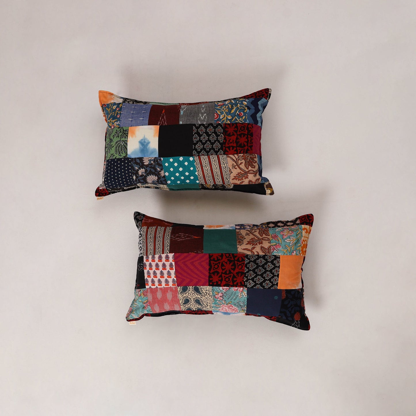 Multicolor - set of 2 patchwork cotton pillow cover 14