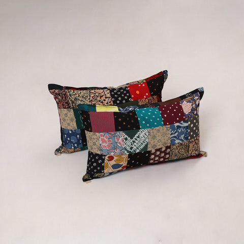 Multicolor - set of 2 patchwork cotton pillow cover 15