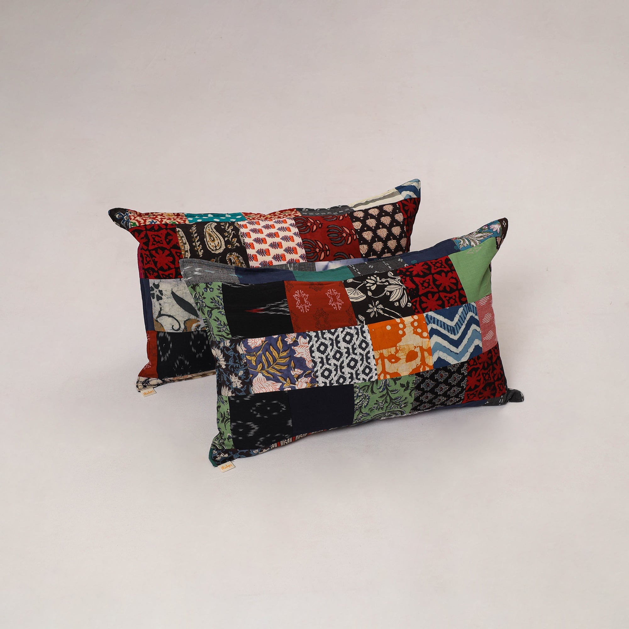 Multicolor - set of 2 patchwork cotton pillow cover 17