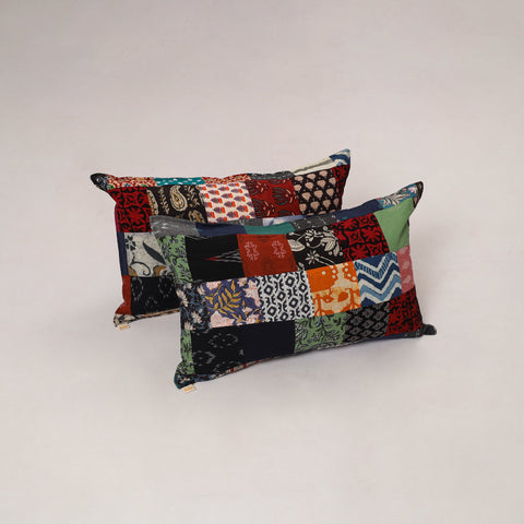 Multicolor - set of 2 patchwork cotton pillow cover 17