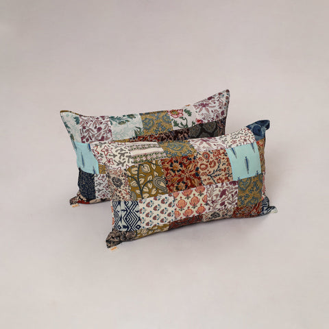 Multicolor - set of 2 patchwork cotton pillow cover 18