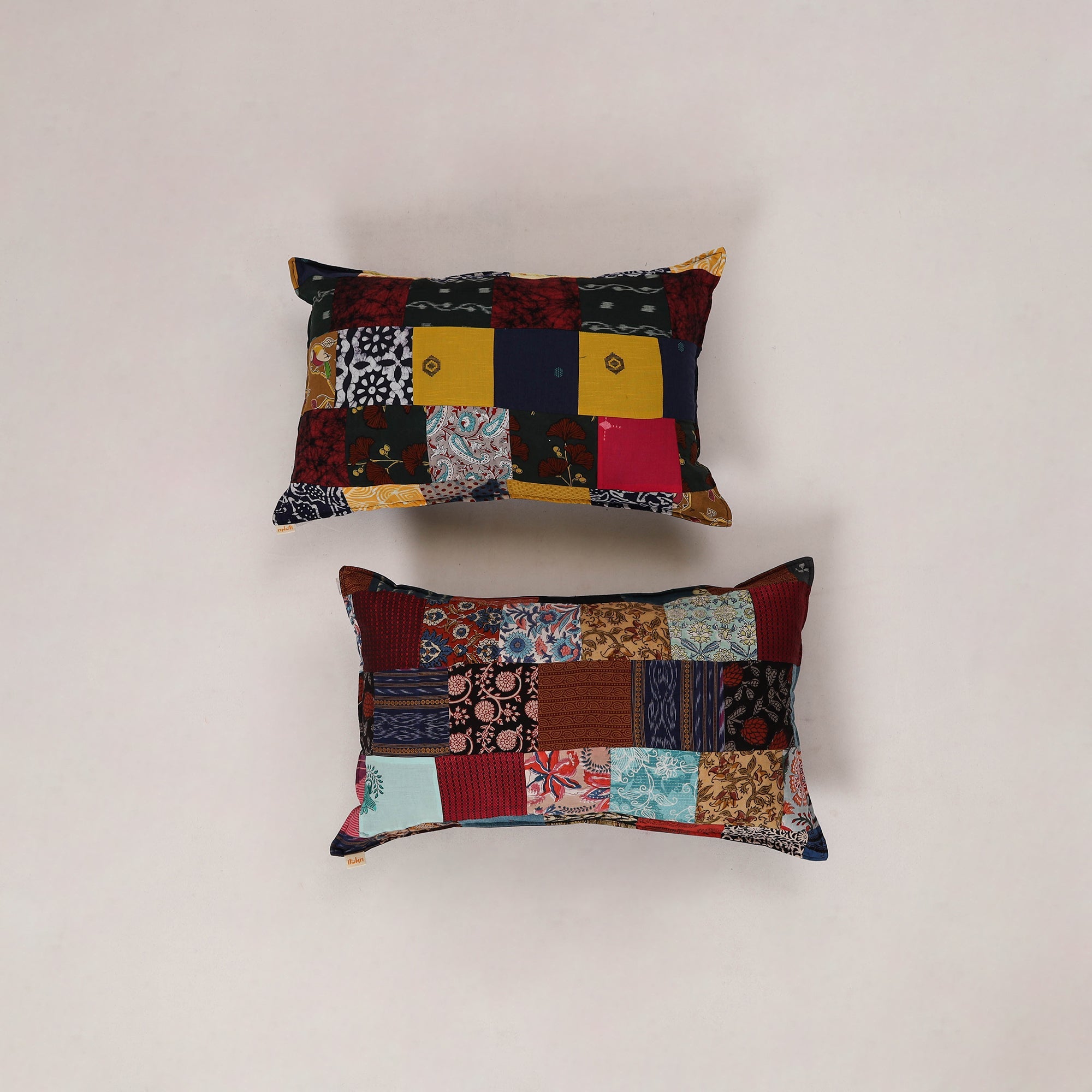 Multicolor - set of 2 patchwork cotton pillow cover 20