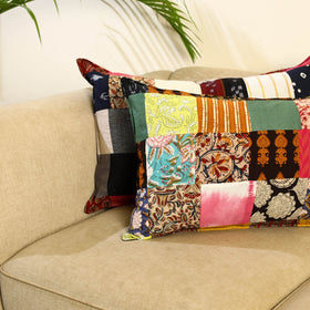 Multicolor Set of 2 Patchwork Cotton Pillow Covers