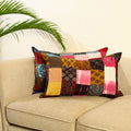 Multicolor Set of 2 Patchwork Cotton Pillow Covers
