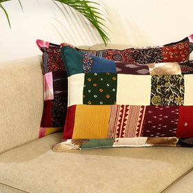 Multicolor Set of 2 Patchwork Cotton Pillow Covers