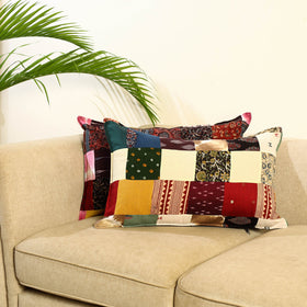 Multicolor Set of 2 Patchwork Cotton Pillow Covers