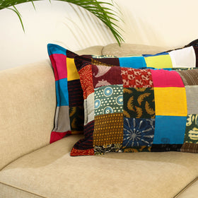 Multicolor Set of 2 Patchwork Cotton Pillow Covers