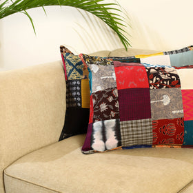Multicolor Set of 2 Patchwork Cotton Pillow Covers