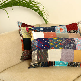 Multicolor Set of 2 Patchwork Cotton Pillow Covers