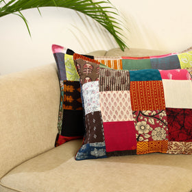 Multicolor Set of 2 Patchwork Cotton Pillow Covers