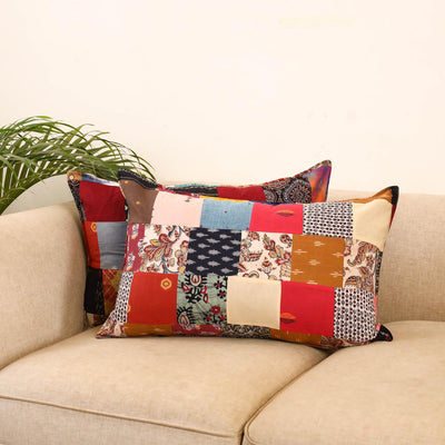 Set of 2 patchwork pillow covers 01 - handcrafted