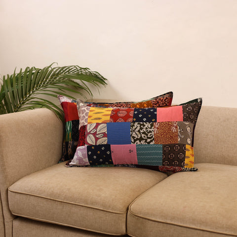 Set of 2 patchwork pillow covers 01 - handcrafted