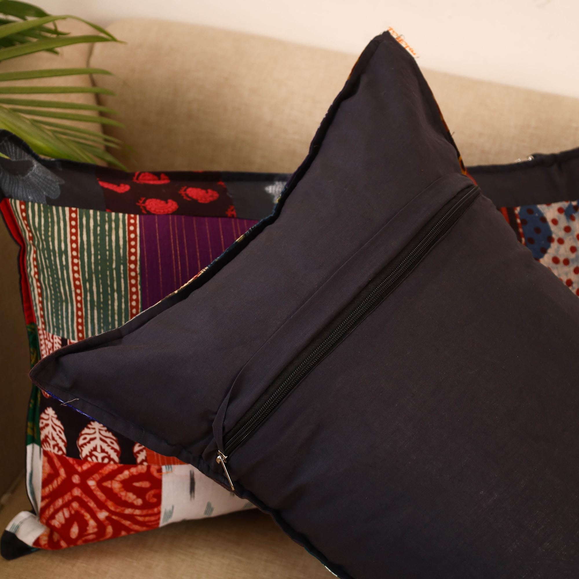 Set of 2 patchwork pillow covers 02 - handcrafted