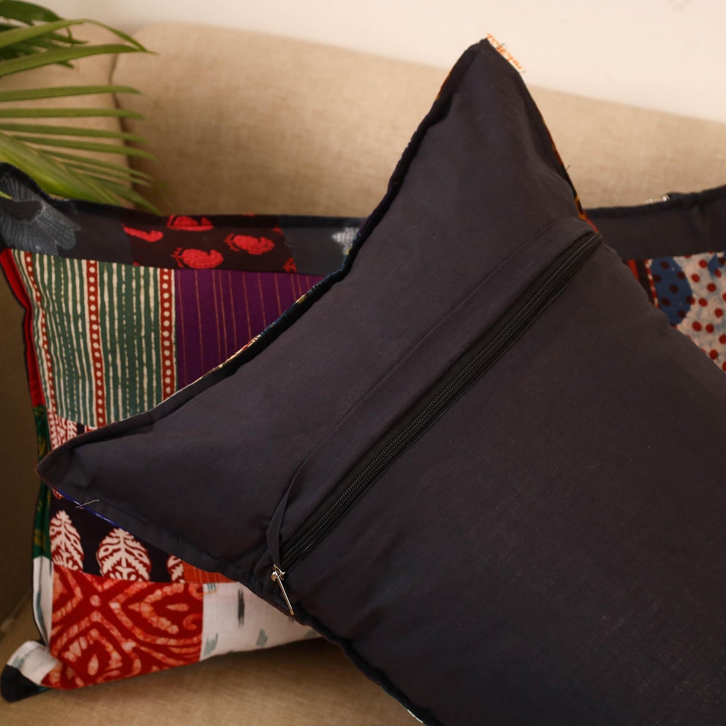 Set of 2 patchwork pillow covers 02 - handcrafted