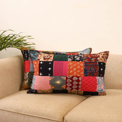 Set of 2 patchwork pillow covers 03 - handcrafted
