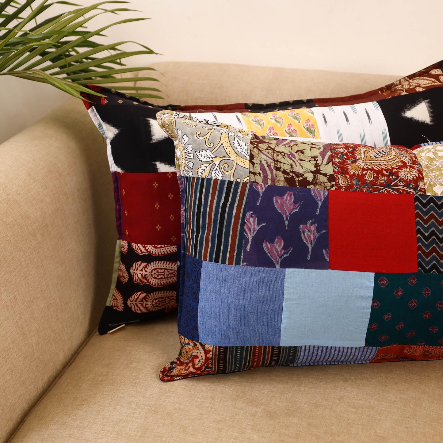 Set of 2 patchwork pillow covers 04 - handcrafted
