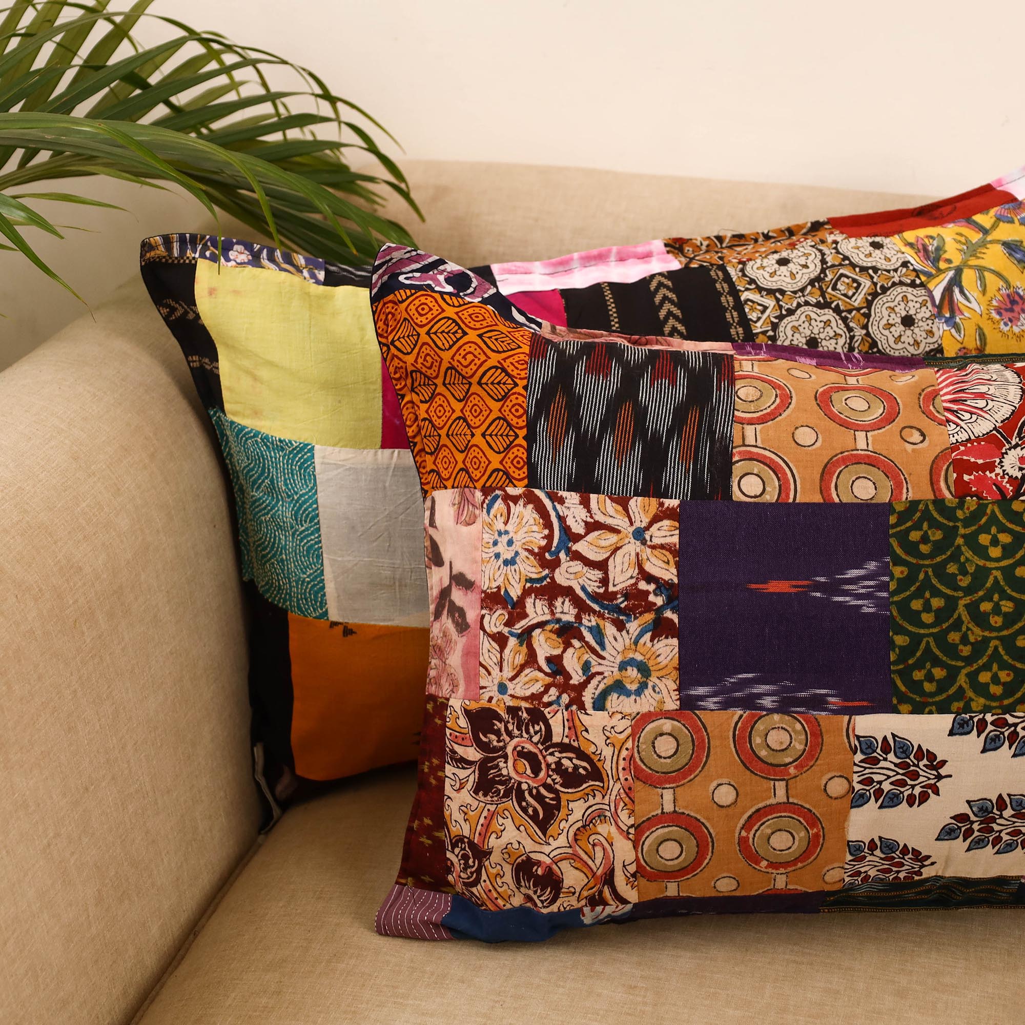 Set of 2 patchwork pillow covers 04 - handcrafted