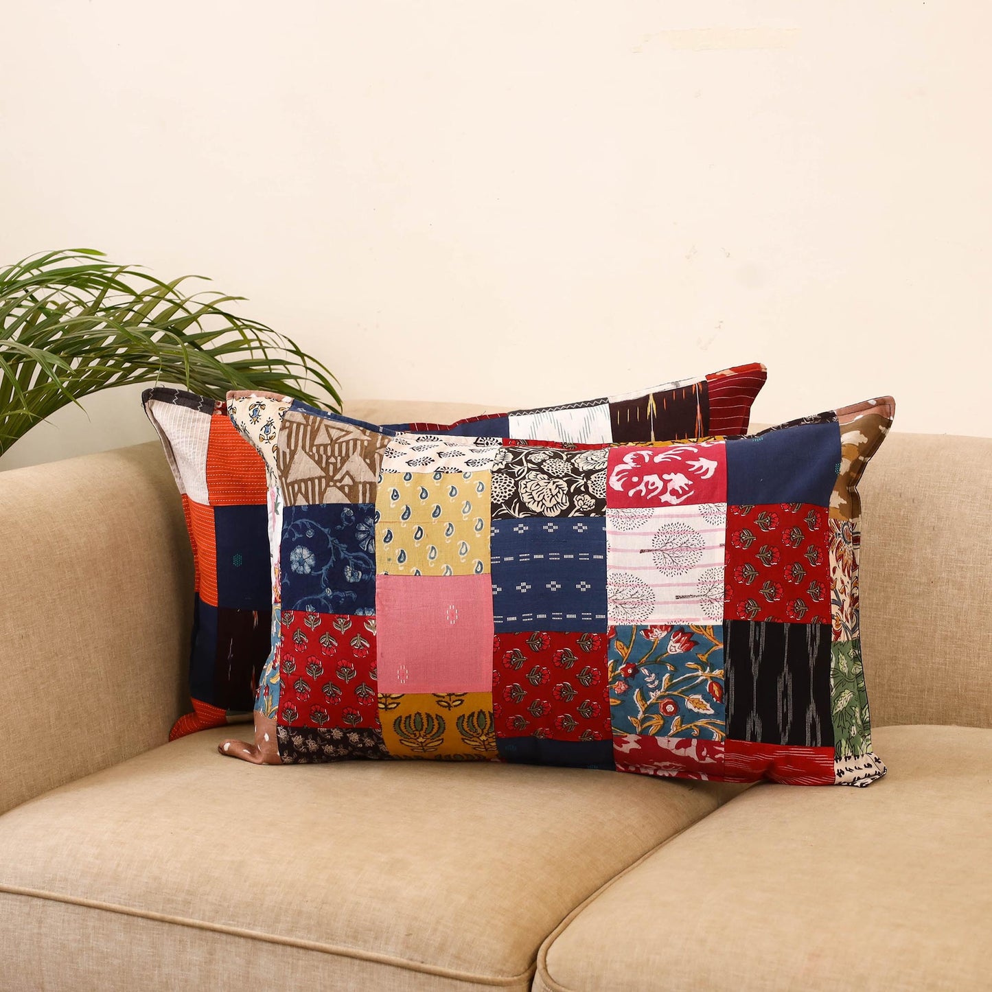 Set of 2 patchwork pillow covers 05 - handcrafted