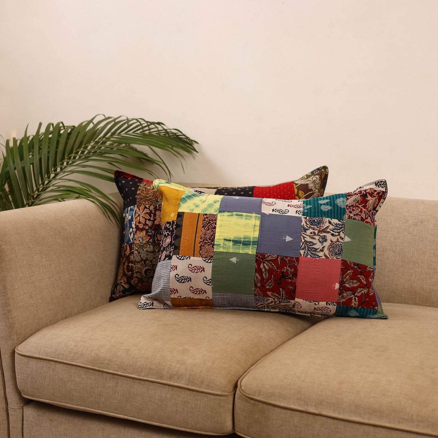 Set of 2 patchwork pillow covers 05 - handcrafted