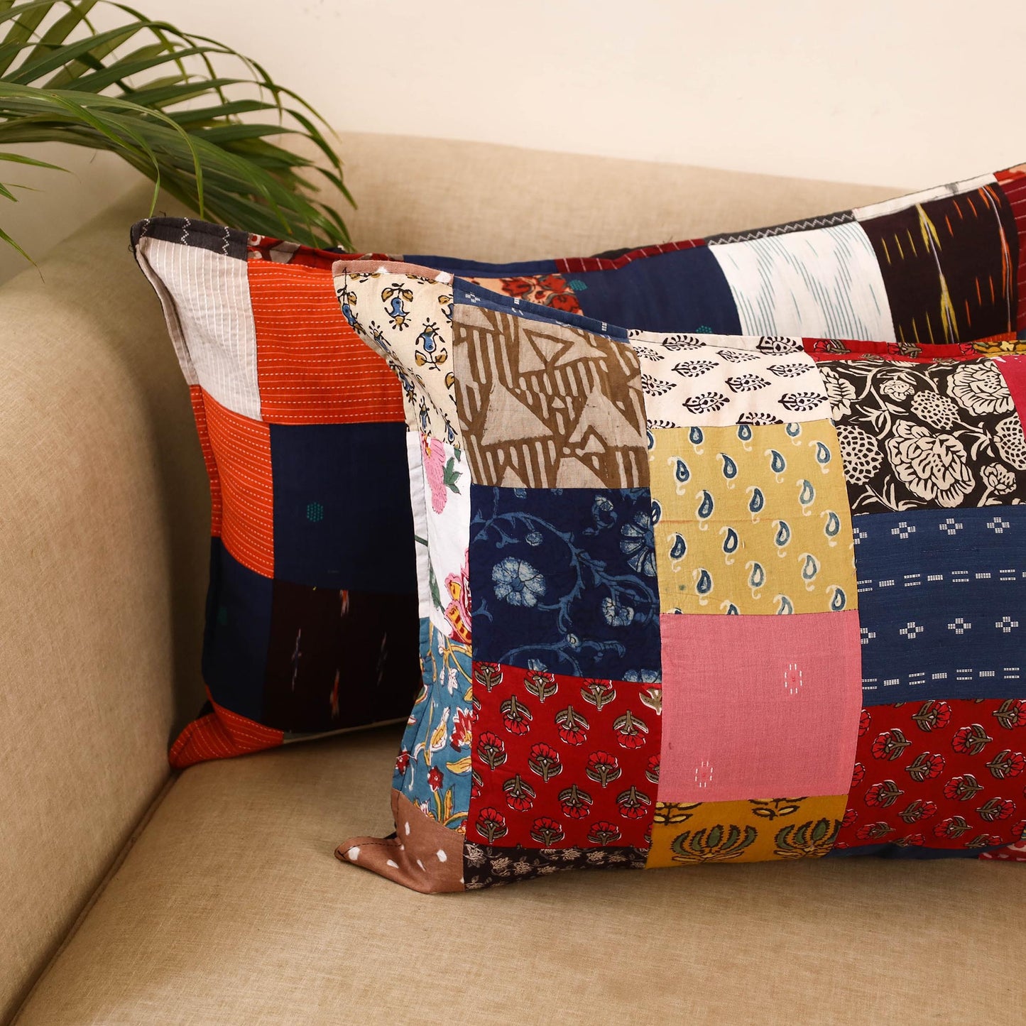 Set of 2 patchwork pillow covers 05 - handcrafted